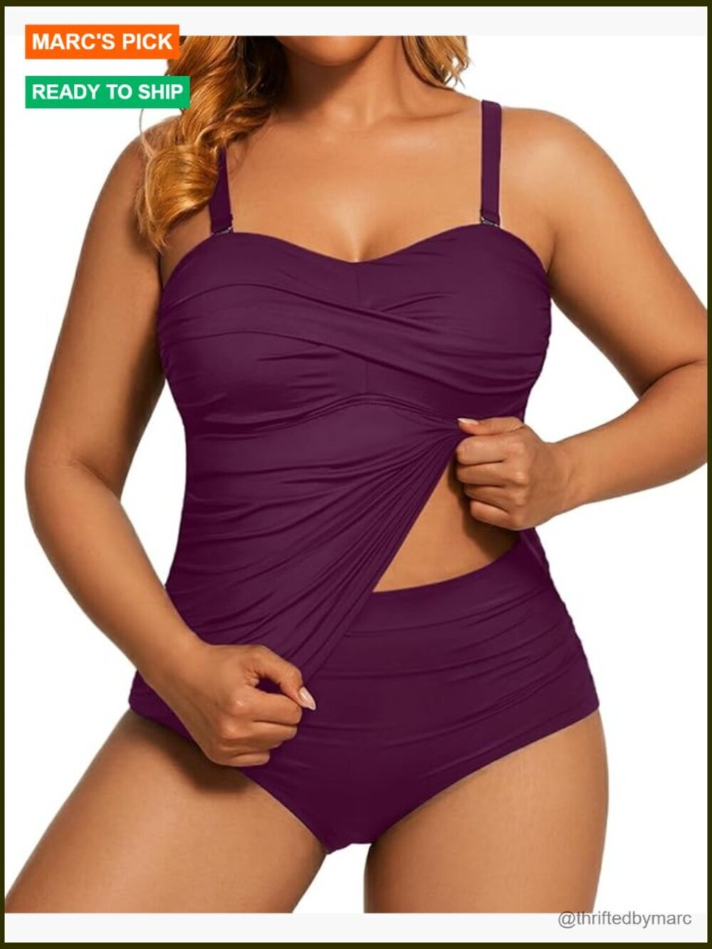 Plus Size Tankini Bandeau Strapless Swimsuit with High Waisted Bottom Tummy